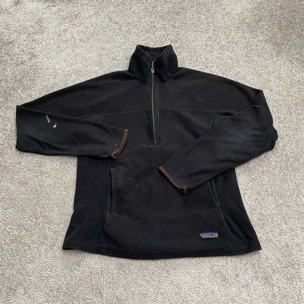 Patagonia Synchilla Vintage Fleece Jacket Womens Medium Black 1/2 Zip Outdoor